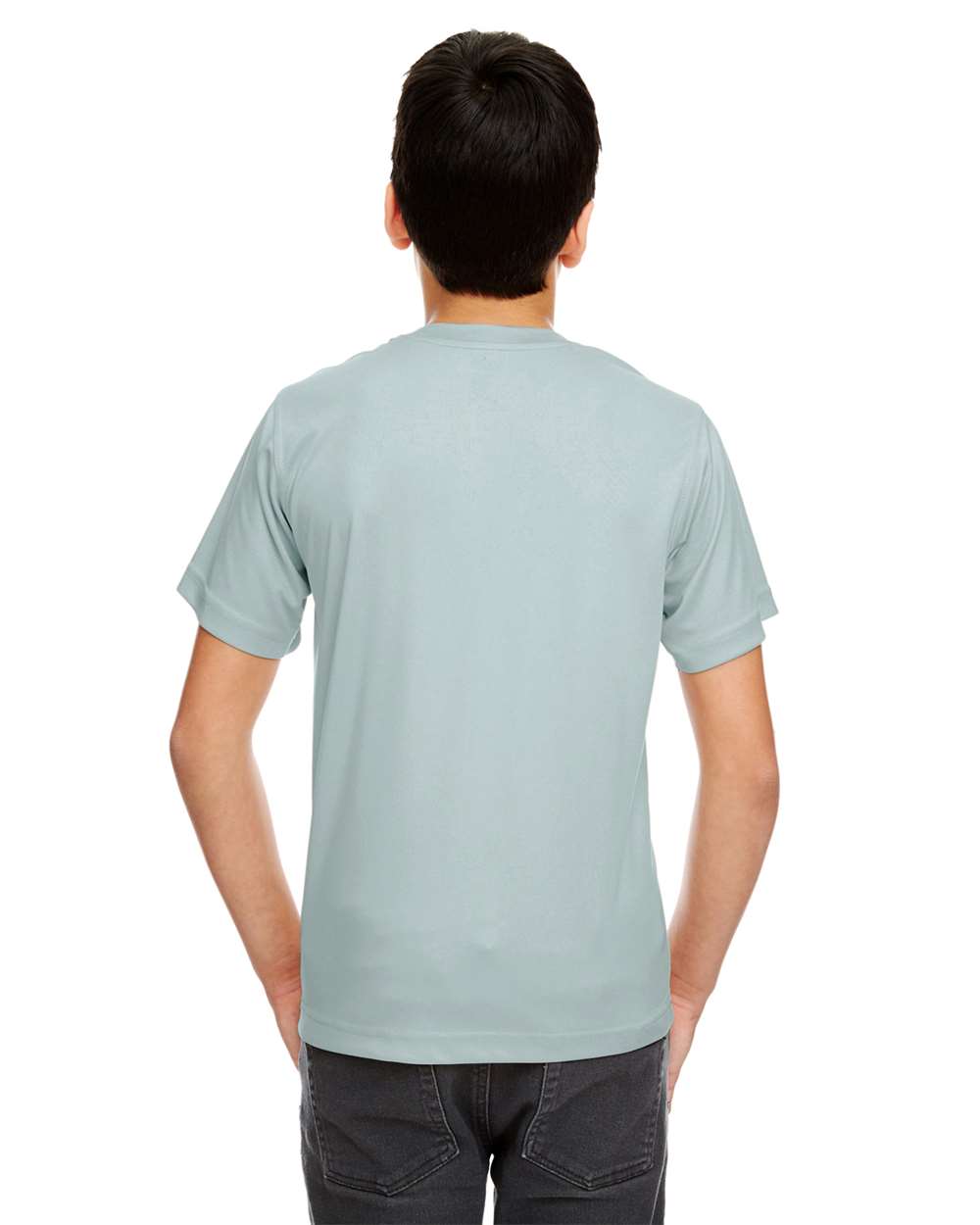 Youth Cool & Dry Sport Performance Interlock T-shirt - OnModelBack - B909E1592 - Grey