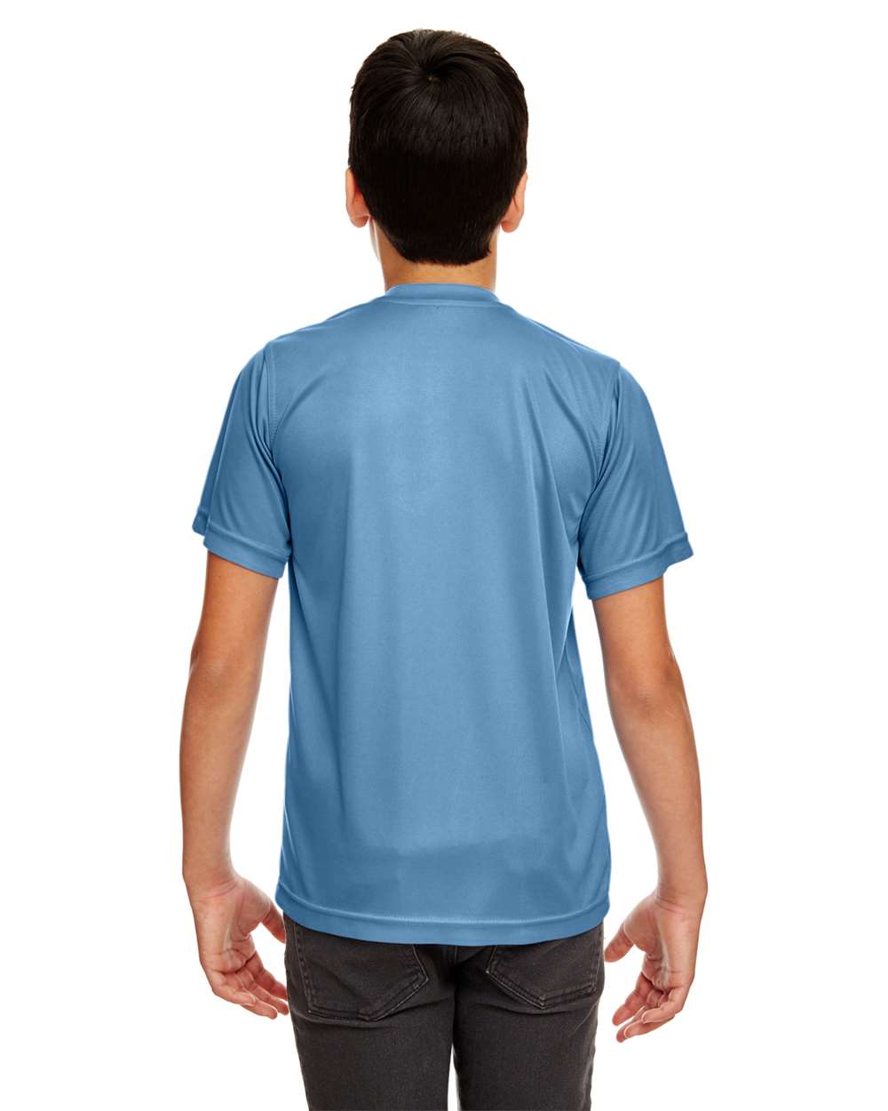 Youth Cool & Dry Sport Performance Interlock T-shirt - OnModelBack - B909E1682 - Indigo