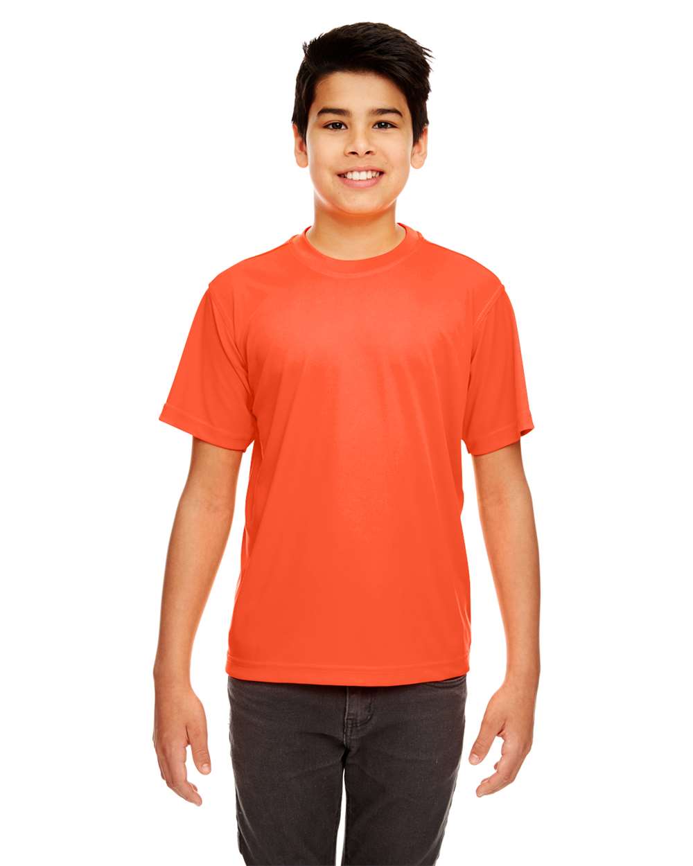 Youth Cool & Dry Sport Performance Interlock T-shirt - OnModelFront - B909E1112 - Orange
