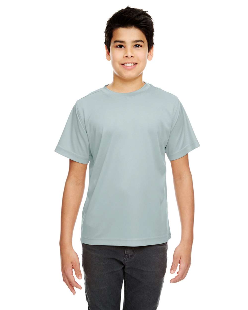 Youth Cool & Dry Sport Performance Interlock T-shirt - OnModelFront - B909E1592 - Grey