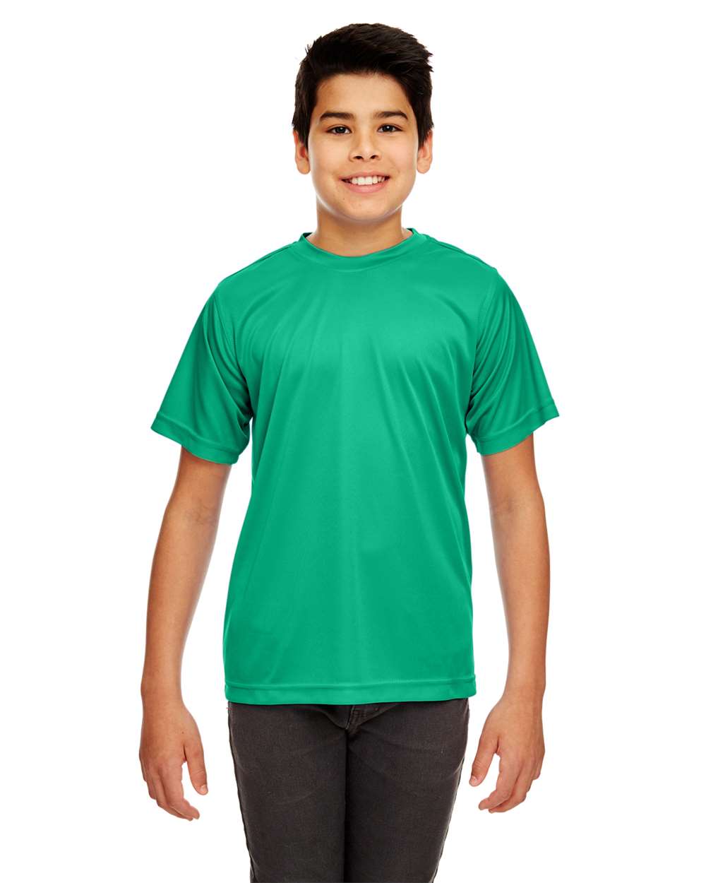 Youth Cool & Dry Sport Performance Interlock T-shirt - OnModelFront - B909E1603 - Kelly