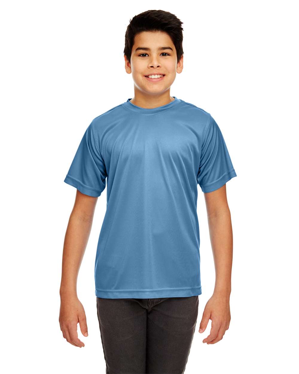 Youth Cool & Dry Sport Performance Interlock T-shirt - OnModelFront - B909E1682 - Indigo