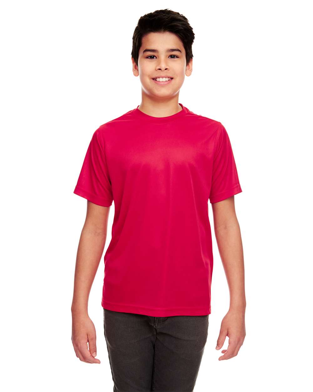 Youth Cool & Dry Sport Performance Interlock T-shirt - OnModelFront - B909E1702 - Red