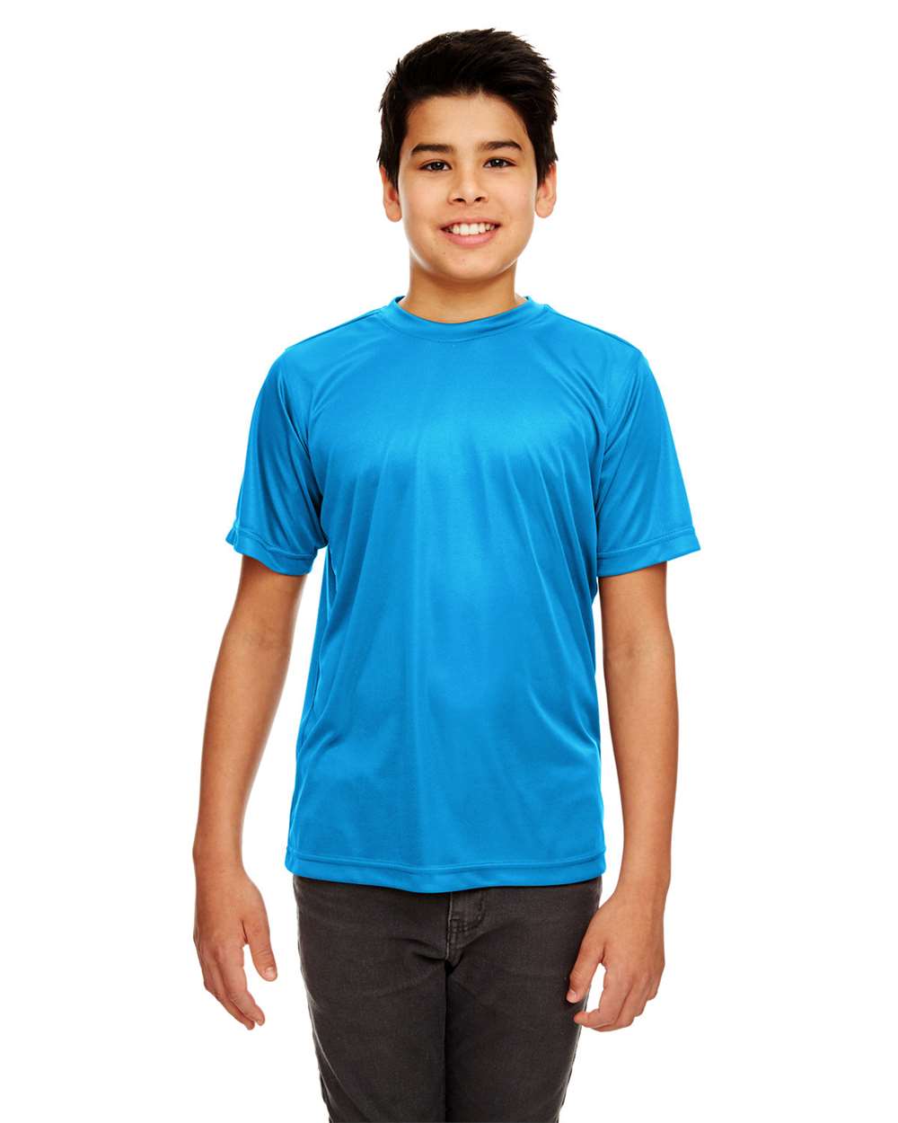 Youth Cool & Dry Sport Performance Interlock T-shirt - OnModelFront - B909E1762 - Sapphire