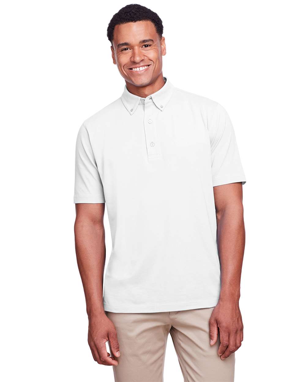 Men's Lakeshore Stretch Cotton Performance Polo - OnModelFront - B960E1003 - White