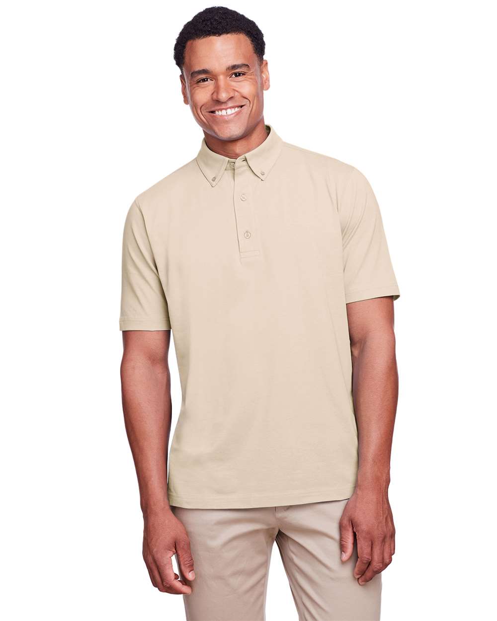 Men's Lakeshore Stretch Cotton Performance Polo - OnModelFront - B960E1243 - Stone