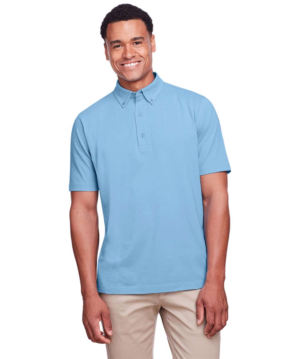 Men's Lakeshore Stretch Cotton Performance Polo - OnModelFront - B960E1263 - Columbia Blue