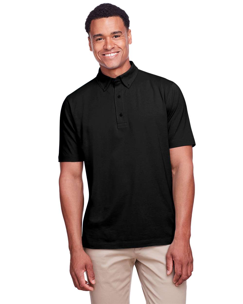 Men's Lakeshore Stretch Cotton Performance Polo - OnModelFront - B960E1503 - Black
