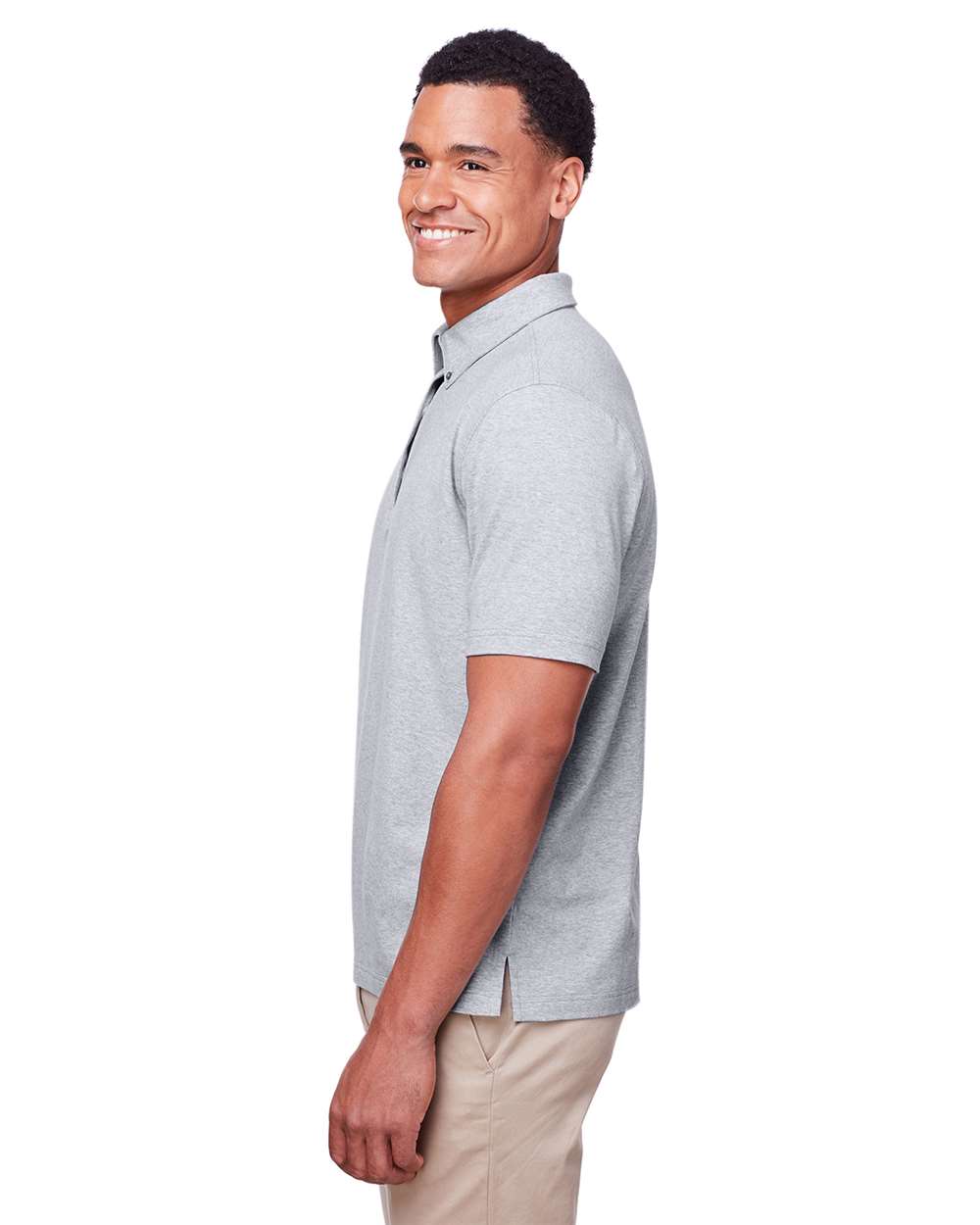Men's Lakeshore Stretch Cotton Performance Polo - OnModelSide - B960E1093 - Heather Grey