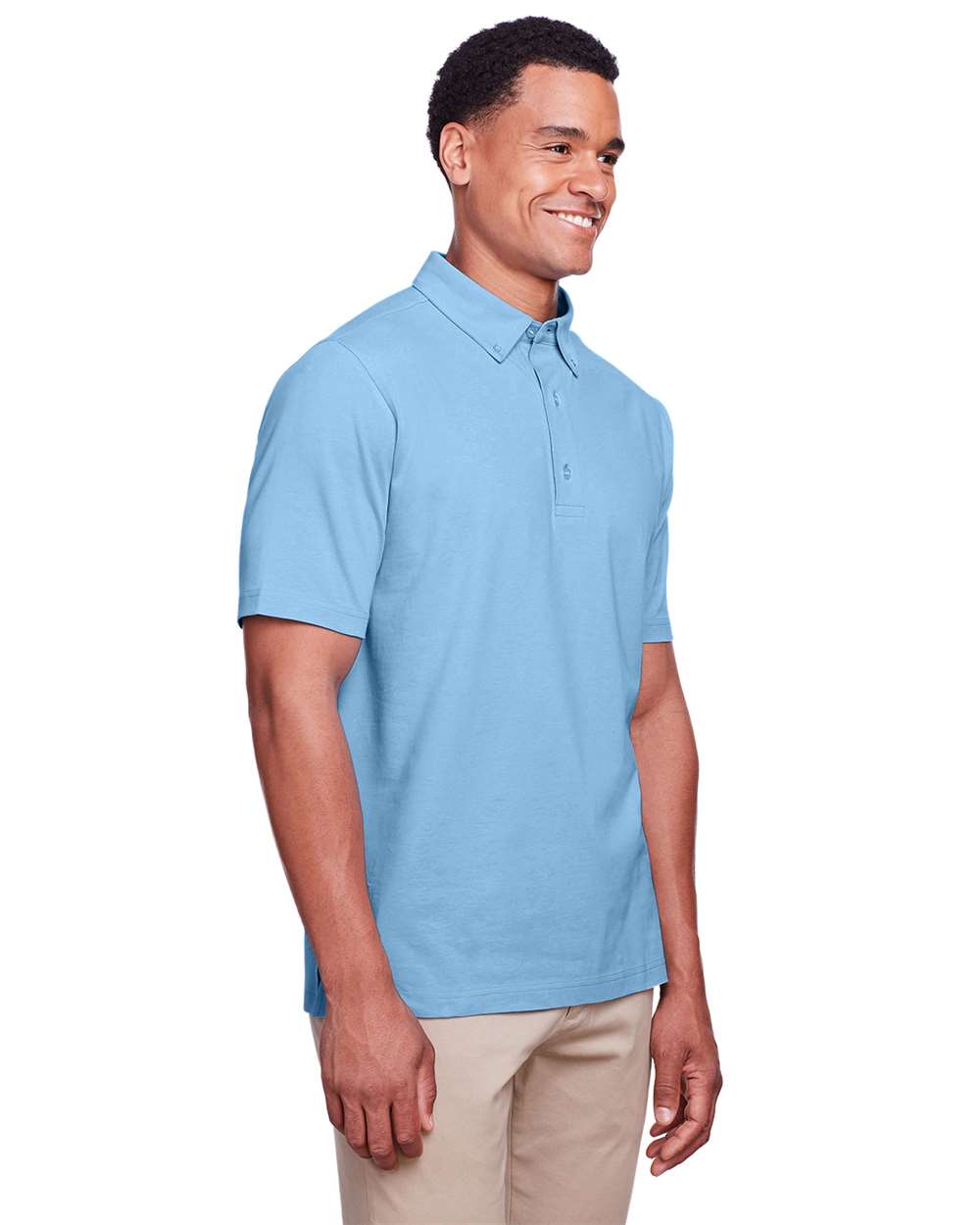 Men's Lakeshore Stretch Cotton Performance Polo - OnModelSide - B960E1263 - Columbia Blue