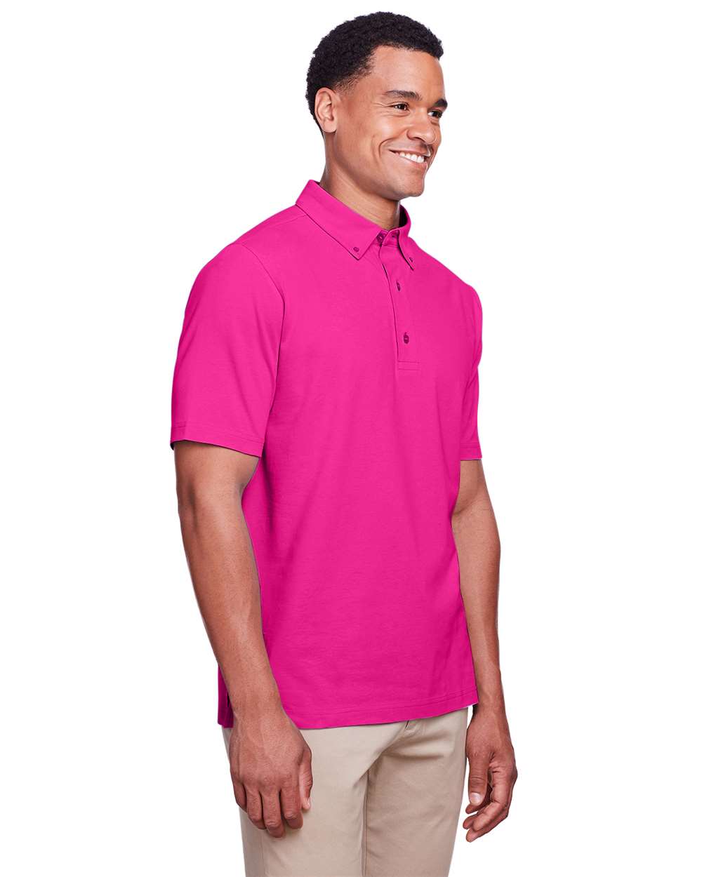 Men's Lakeshore Stretch Cotton Performance Polo - OnModelSide - B960E1303 - Heliconia