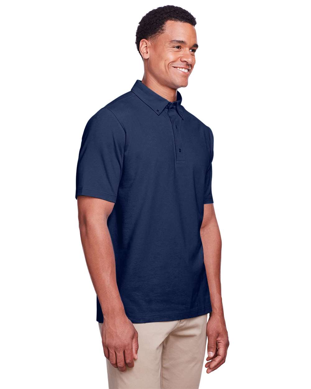 Men's Lakeshore Stretch Cotton Performance Polo - OnModelSide - B960E1653 - Navy