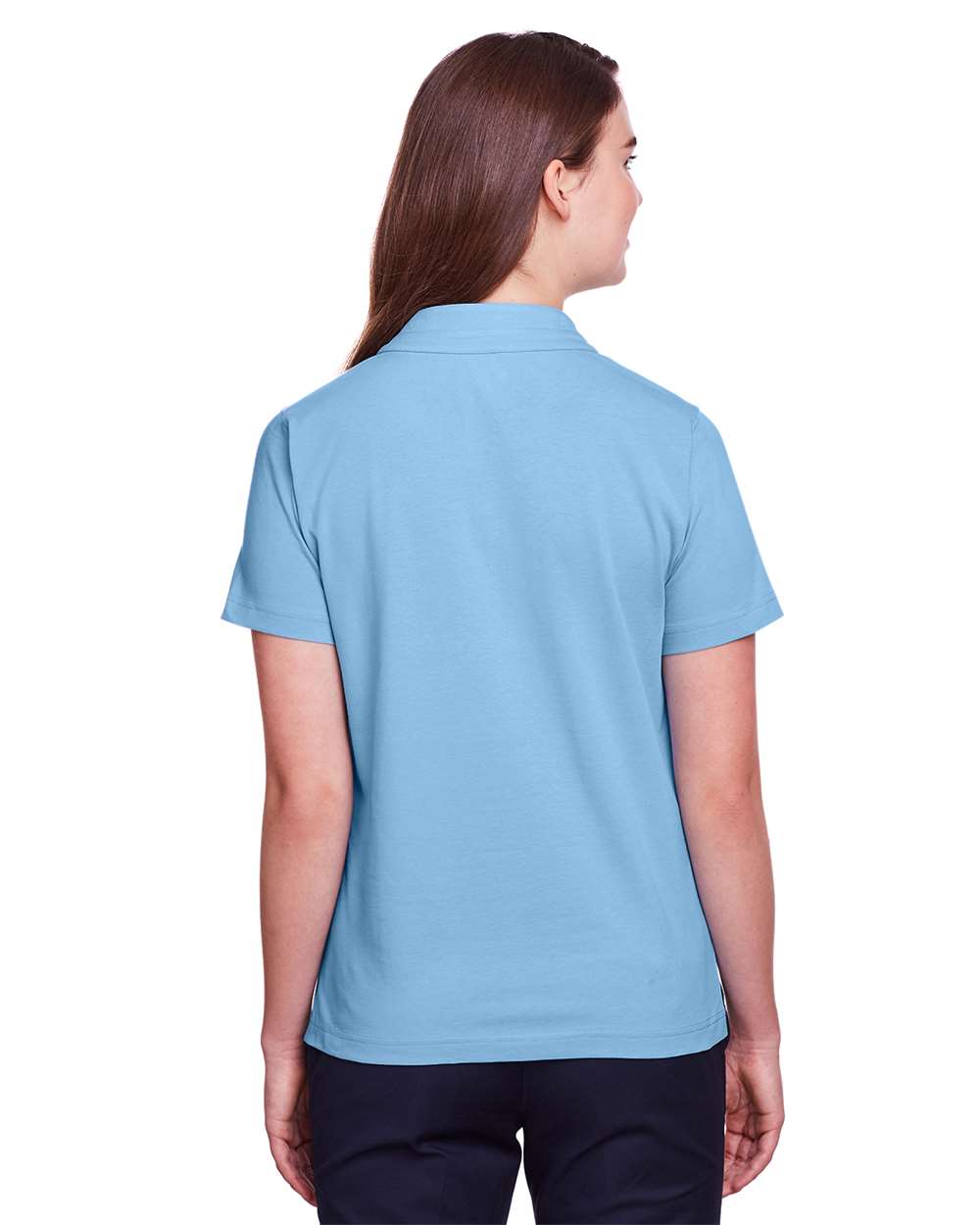 Women's Lakeshore Stretch Cotton Performance Polo - OnModelBack - B961E1262 - Columbia Blue