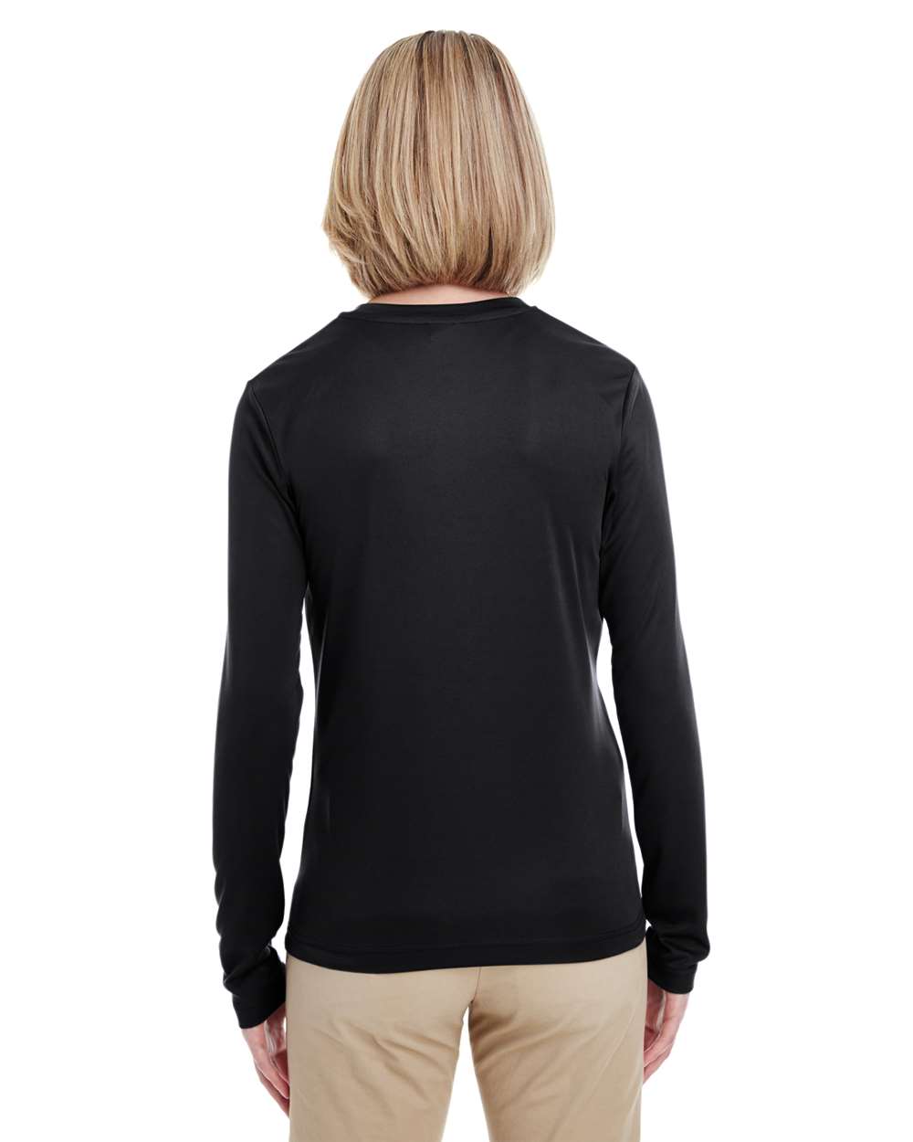Women's Cool & Dry Performance Long Sleeve Top - OnModelBack - B936E1503 - Black