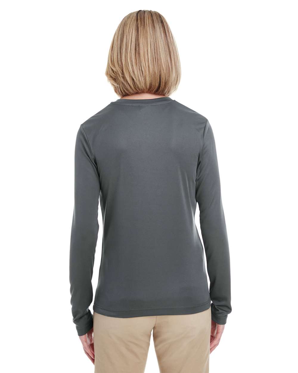 Women's Cool & Dry Performance Long Sleeve Top - OnModelBack - B936E1623 - Charcoal
