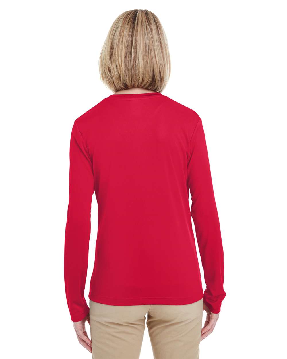 Women's Cool & Dry Performance Long Sleeve Top - OnModelBack - B936E1703 - Red
