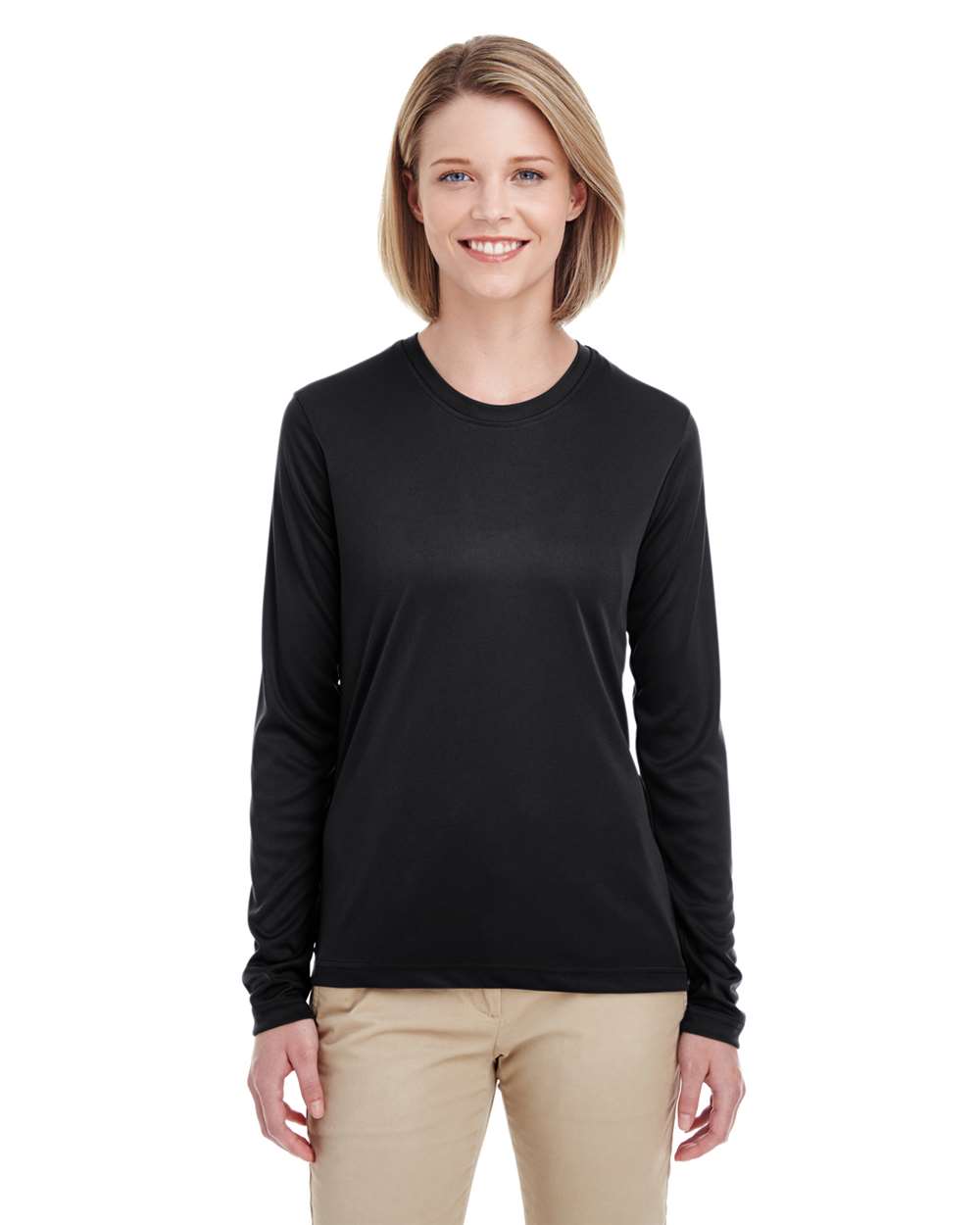 Women's Cool & Dry Performance Long Sleeve Top - OnModelFront - B936E1503 - Black