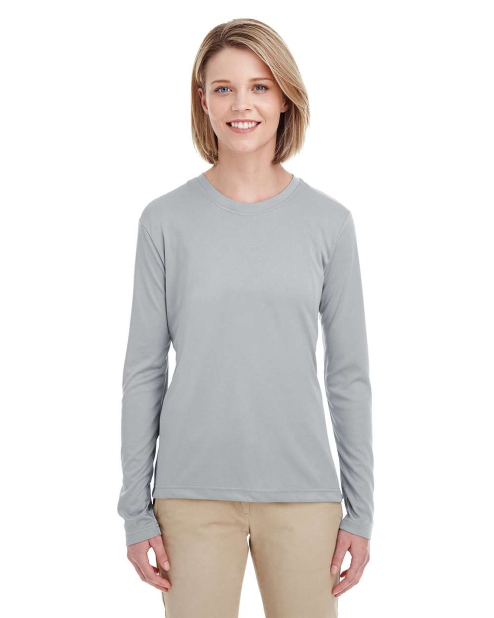 Women's Cool & Dry Performance Long Sleeve Top - OnModelFront - B936E1593 - Grey