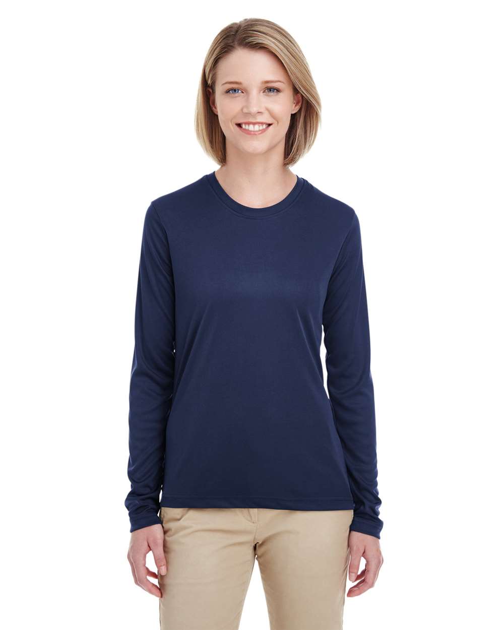 Women's Cool & Dry Performance Long Sleeve Top - OnModelFront - B936E1653 - Navy
