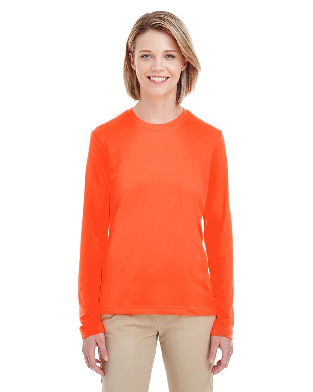 Women's Cool & Dry Performance Long Sleeve Top - OnModelFront - B936E1663 - Bright Orange
