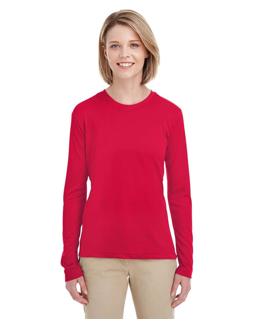 Women's Cool & Dry Performance Long Sleeve Top - OnModelFront - B936E1703 - Red