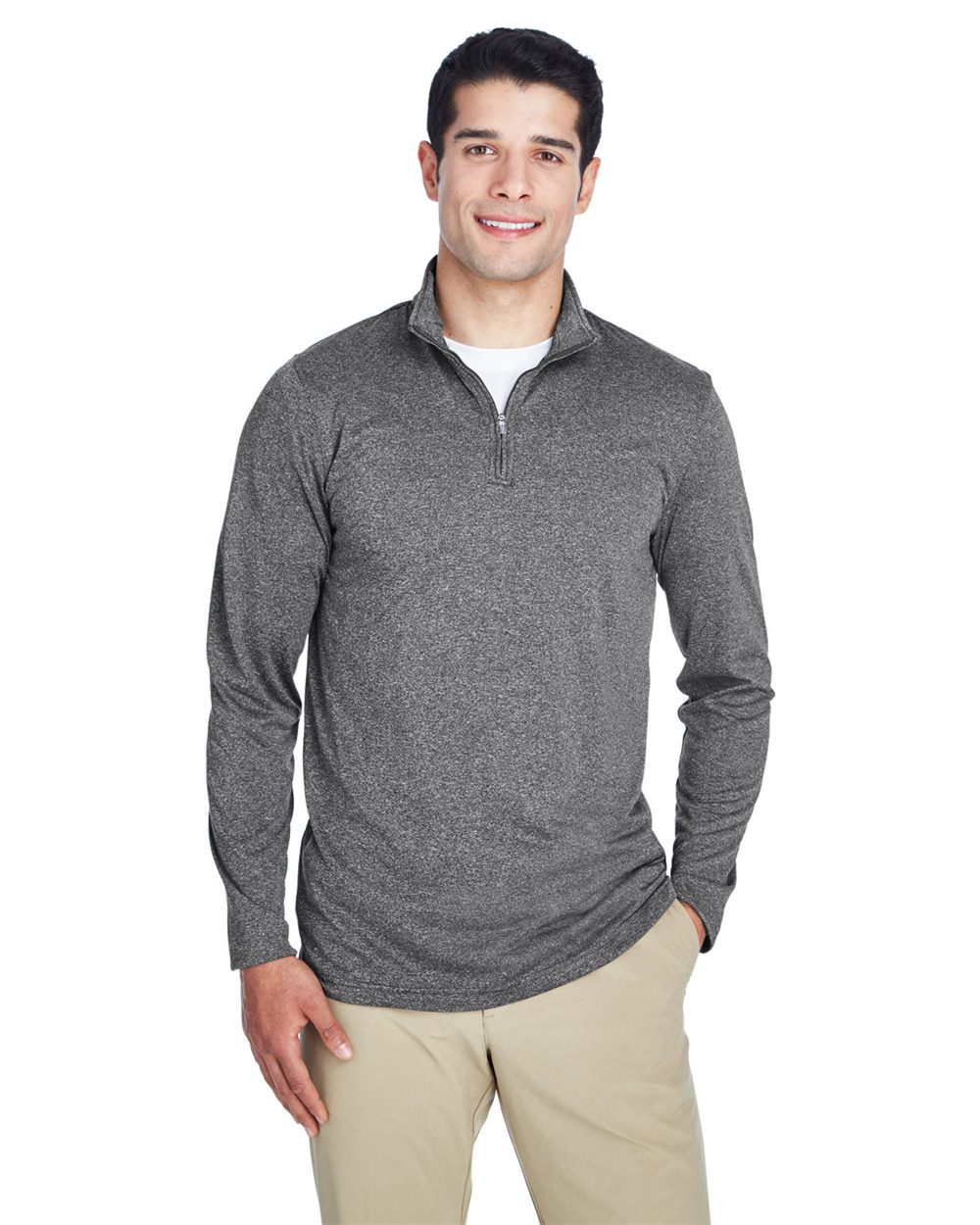 Men's Cool & Dry Heathered Performance Quarter-Zip Pullover - styleImage