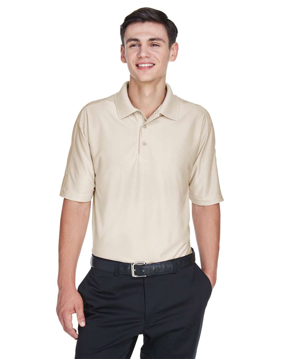 Men's Cool & Dry Elite Performance Polo - OnModelFront - B905E1293 - Stone