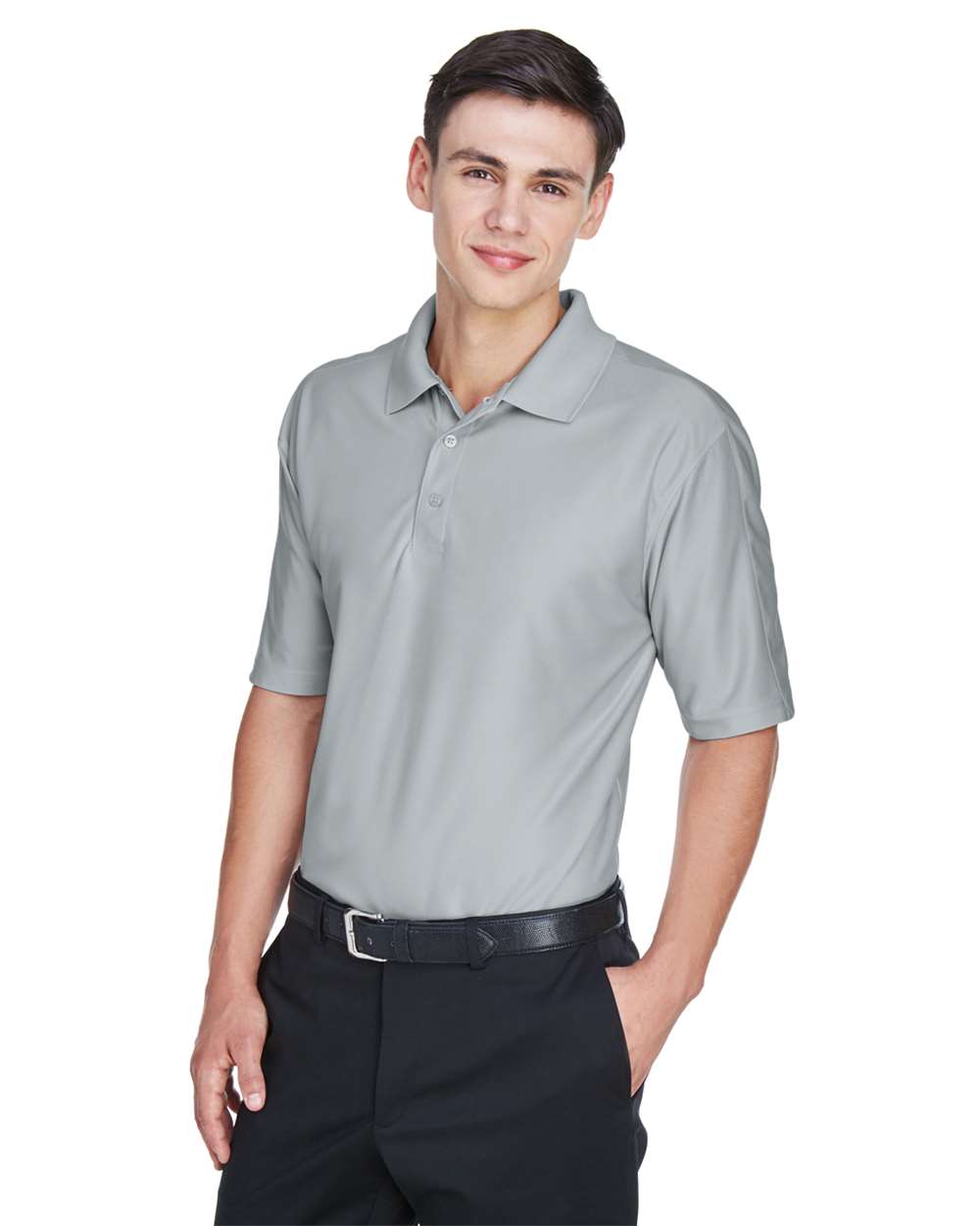 Men's Cool & Dry Elite Performance Polo - OnModelSide - B905E1593 - Grey