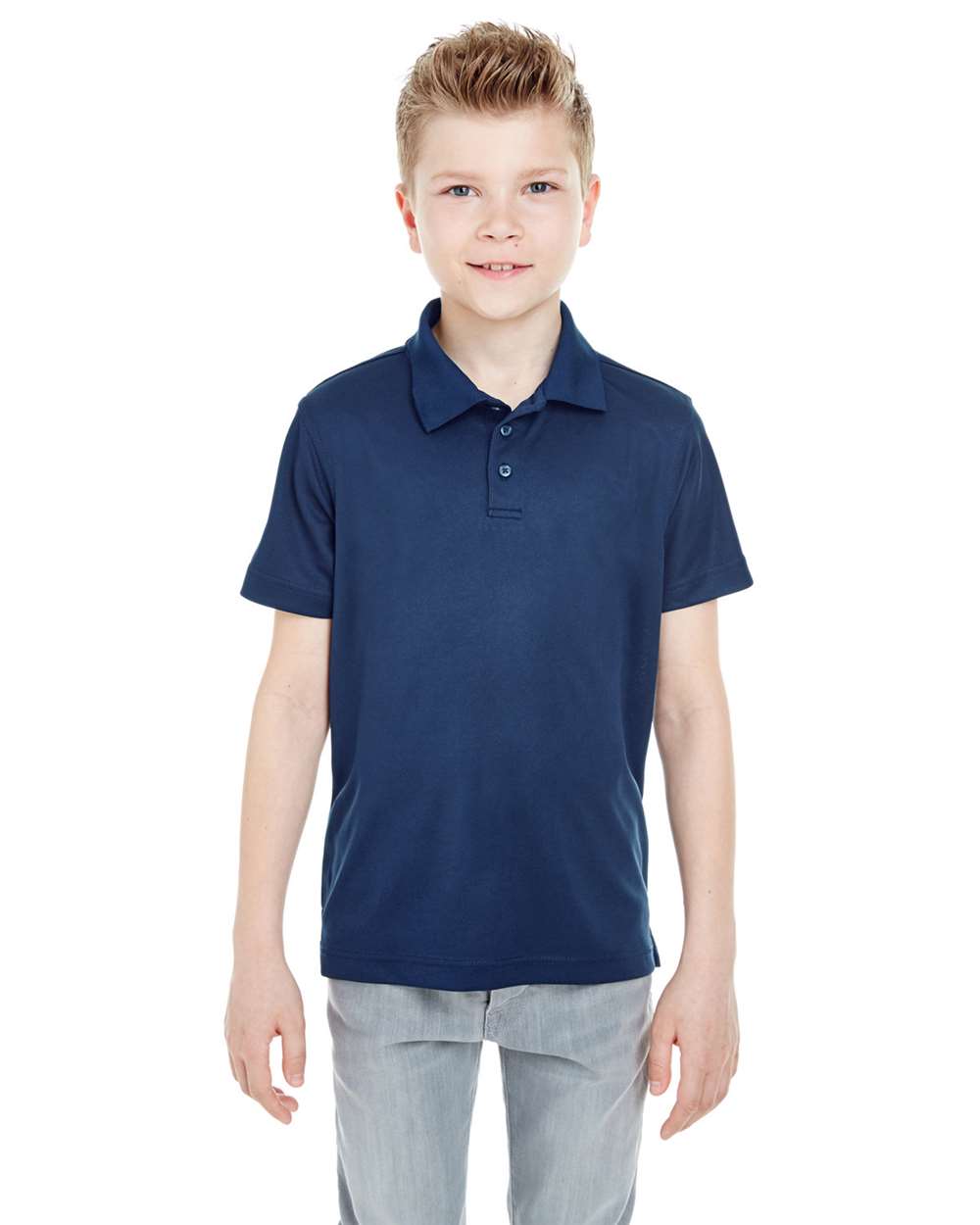 Youth Cool & Dry Mesh Piqué Polo - OnModelFront - B887E1653 - Navy
