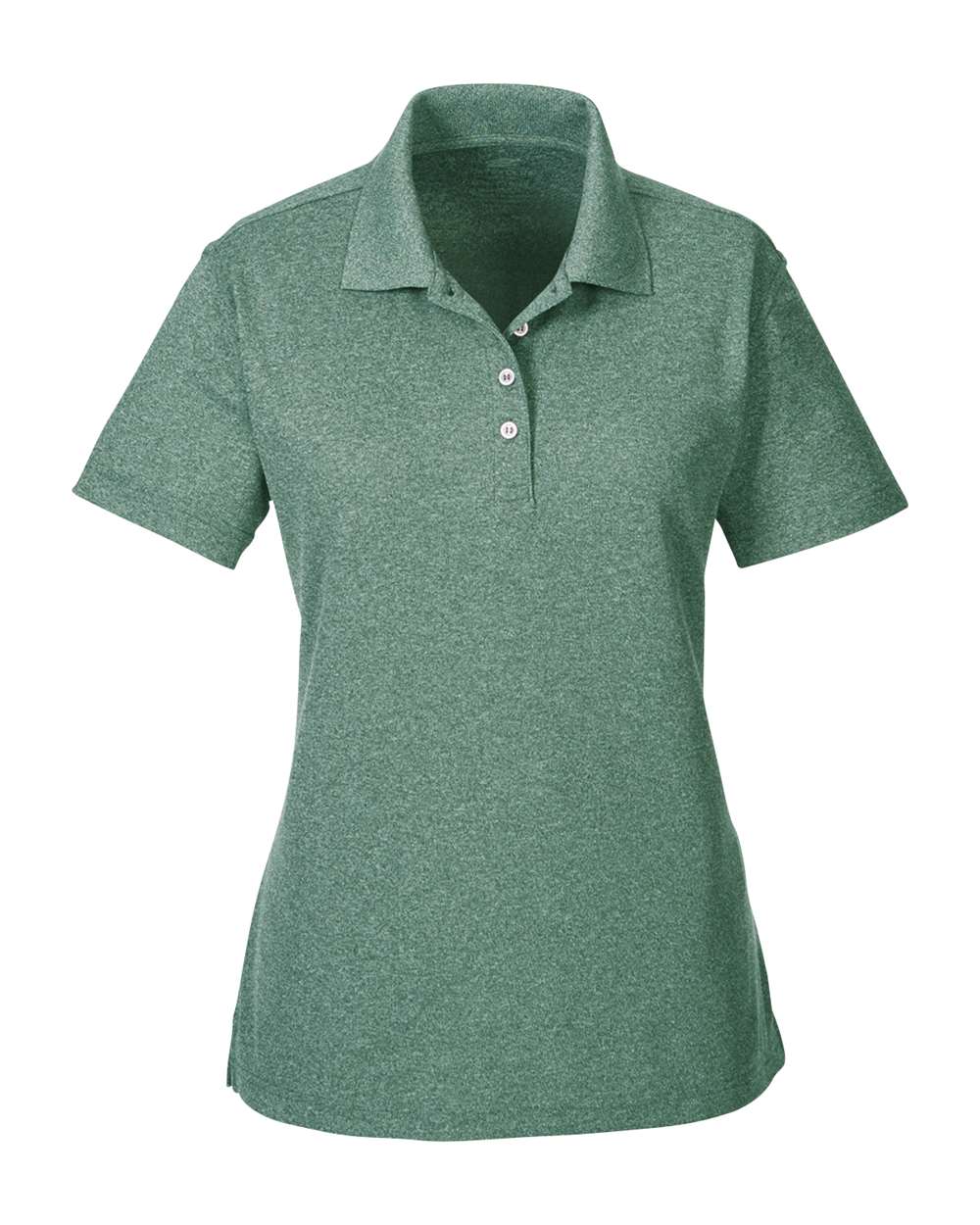 Women's Heathered Pique Polo - Front - B958E1542 - Forest Green Heather