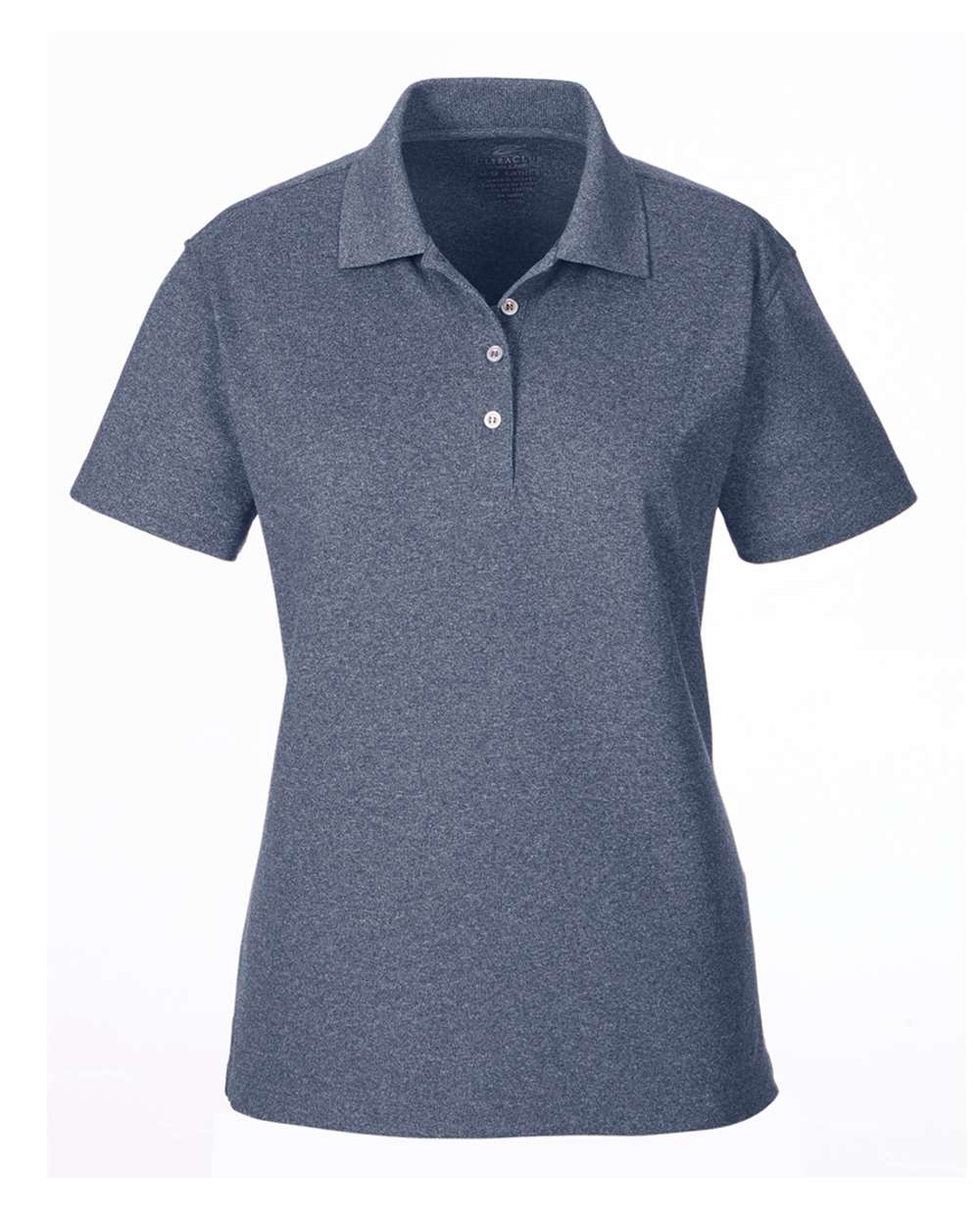 Women's Heathered Pique Polo - Front - B958E1652 - Navy Heather