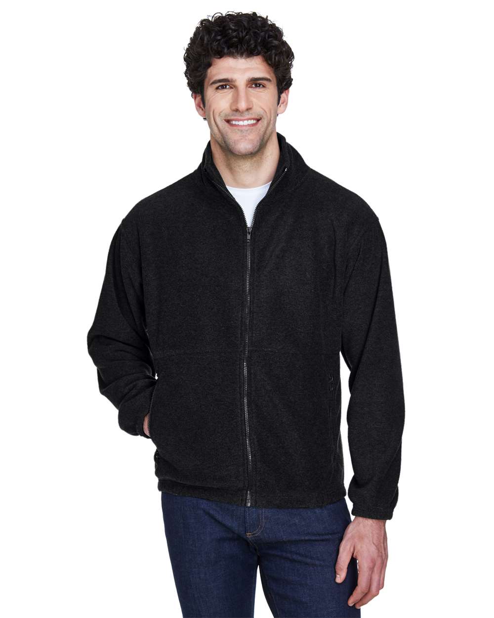 Men's Iceberg Fleece Full-Zip Jacket - OnModelFront - B918E1503 - Black