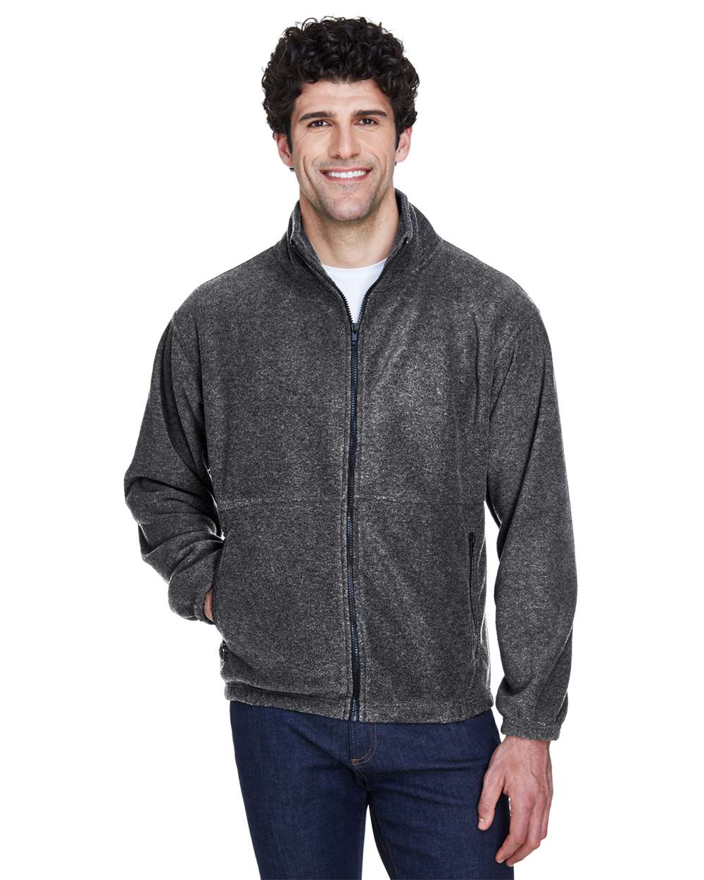Men's Iceberg Fleece Full-Zip Jacket - OnModelFront - B918E1623 - Charcoal