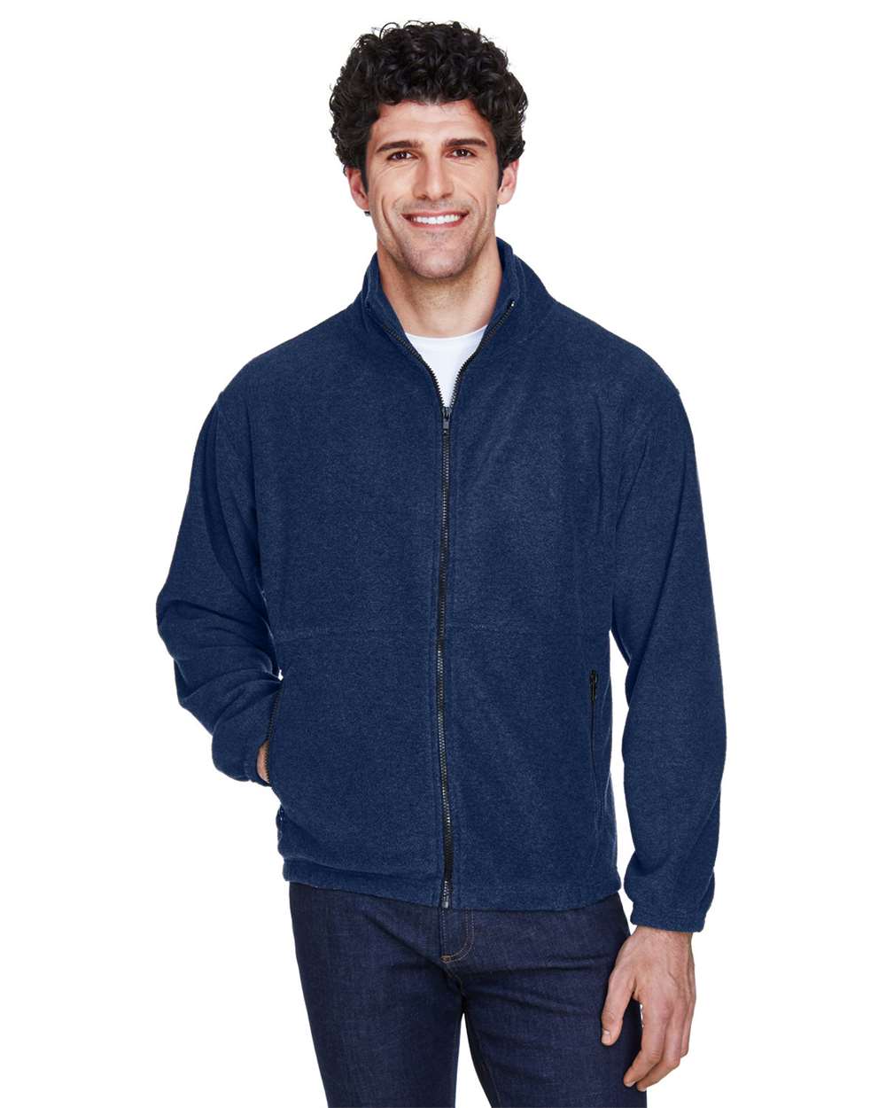 Men's Iceberg Fleece Full-Zip Jacket - OnModelFront - B918E1653 - Navy
