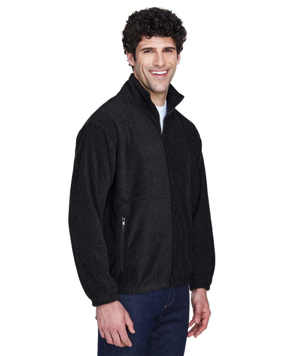 Men's Iceberg Fleece Full-Zip Jacket - OnModelSide - B918E1503 - Black