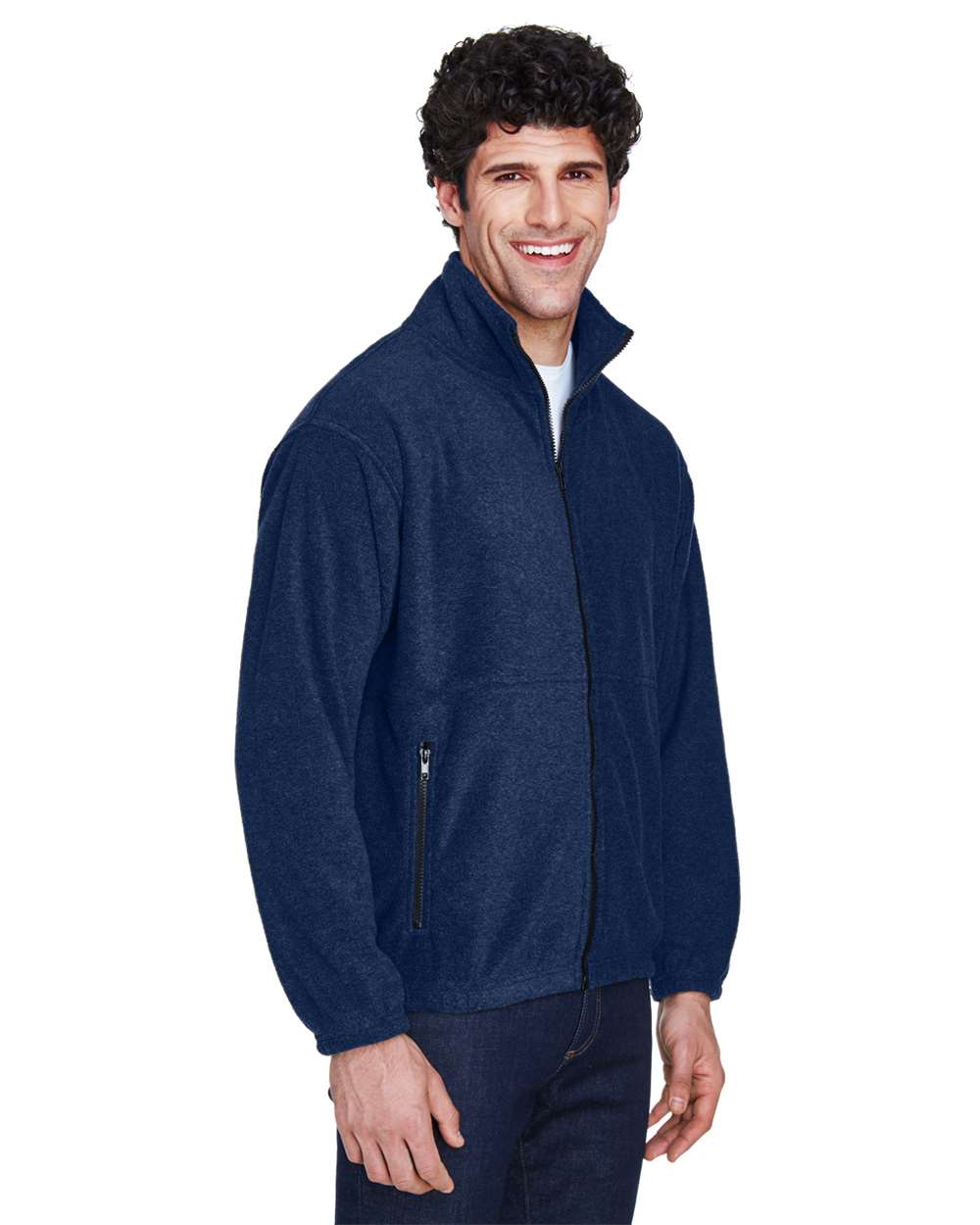 Men's Iceberg Fleece Full-Zip Jacket - OnModelSide - B918E1653 - Navy