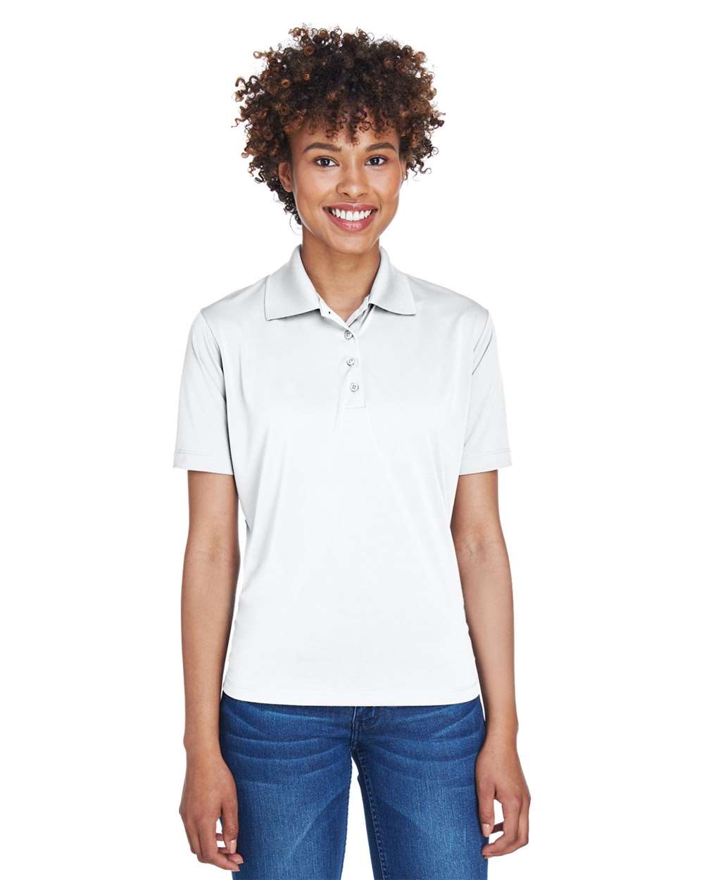 Women's Cool & Dry 8-Star Elite Performance Interlock Polo - OnModelFront - B929E1003 - White