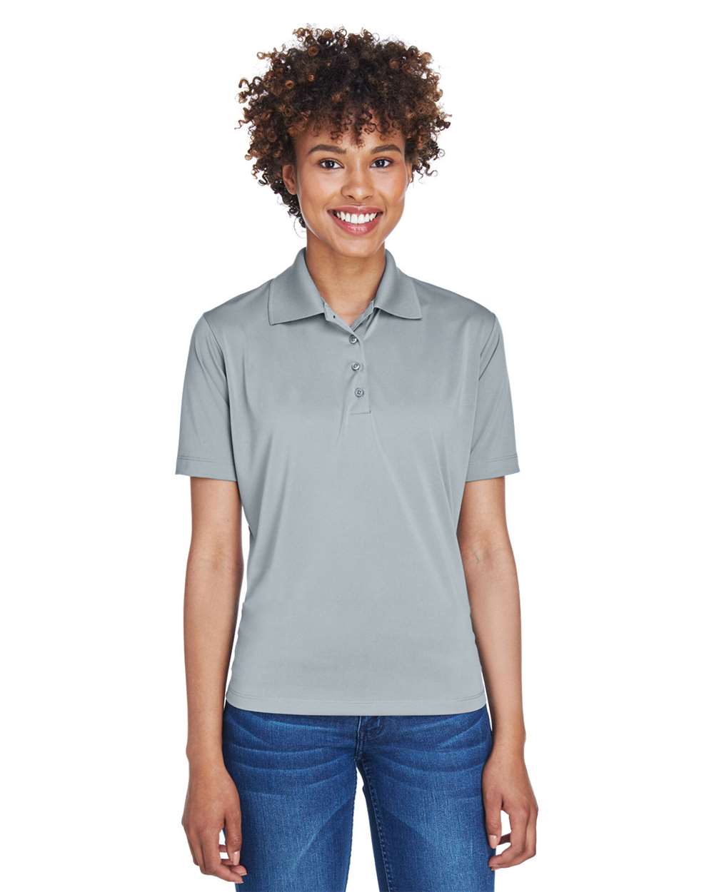 Women's Cool & Dry 8-Star Elite Performance Interlock Polo - OnModelFront - B929E1353 - Silver