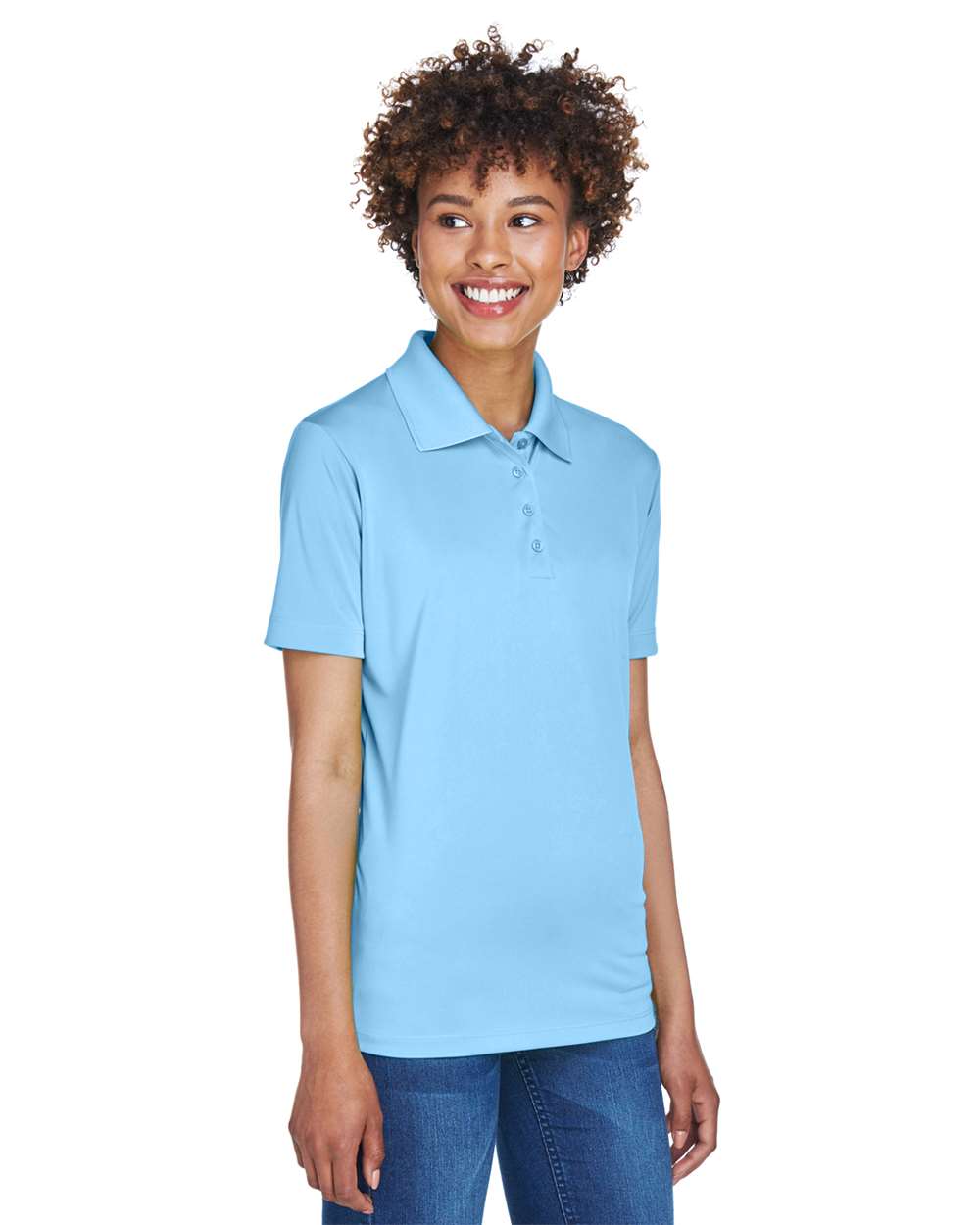 Women's Cool & Dry 8-Star Elite Performance Interlock Polo - OnModelSide - B929E1263 - Columbia Blue
