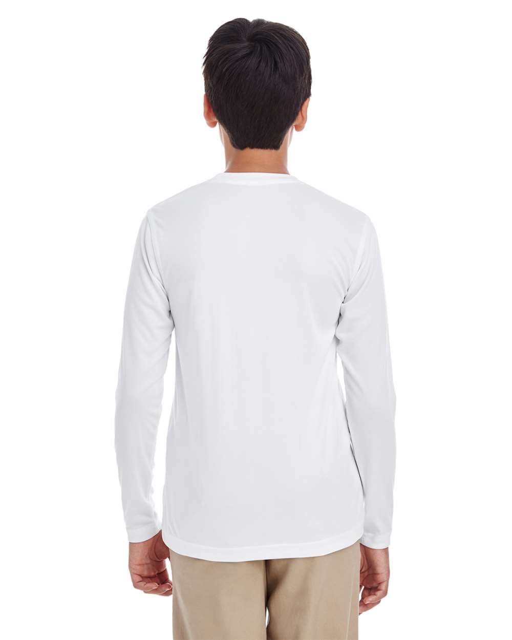 Youth Cool & Dry Performance Long Sleeve Top - OnModelBack - B937E1002 - White