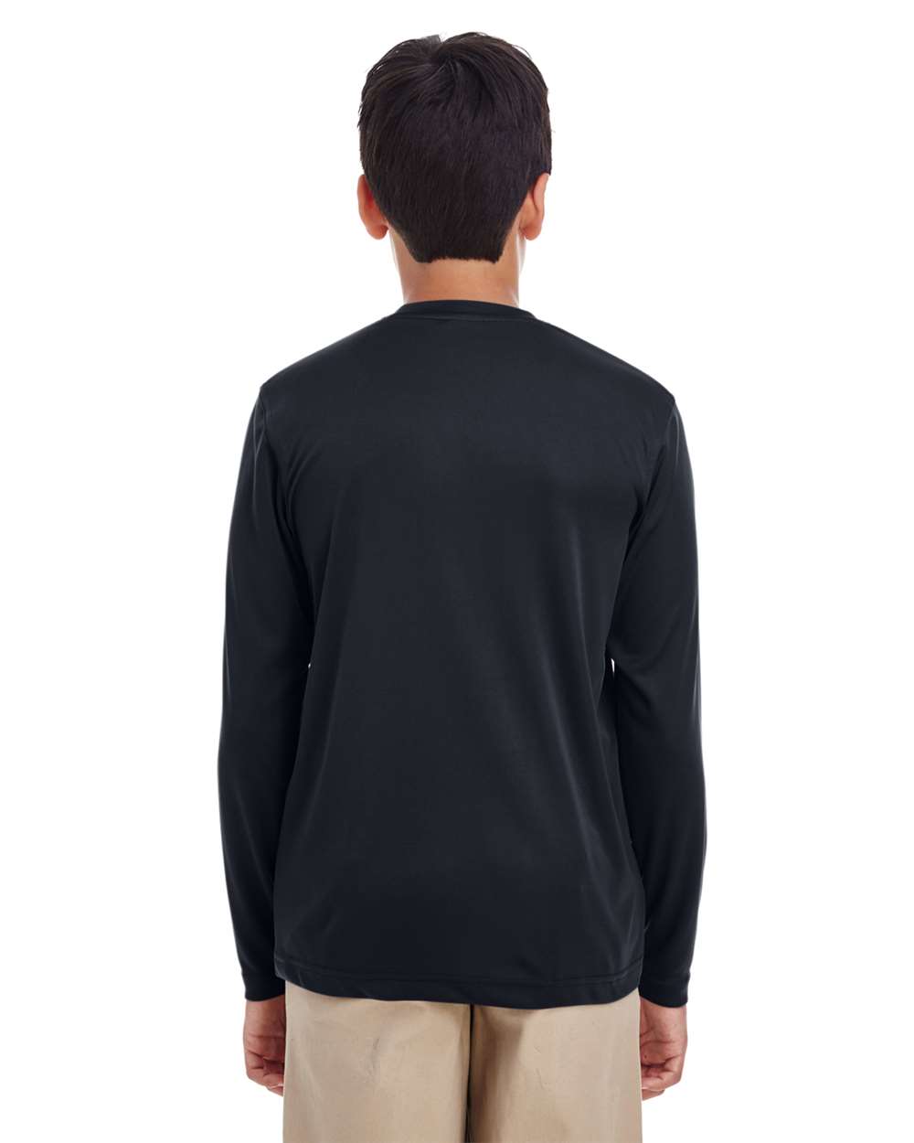 Youth Cool & Dry Performance Long Sleeve Top - OnModelBack - B937E1502 - Black