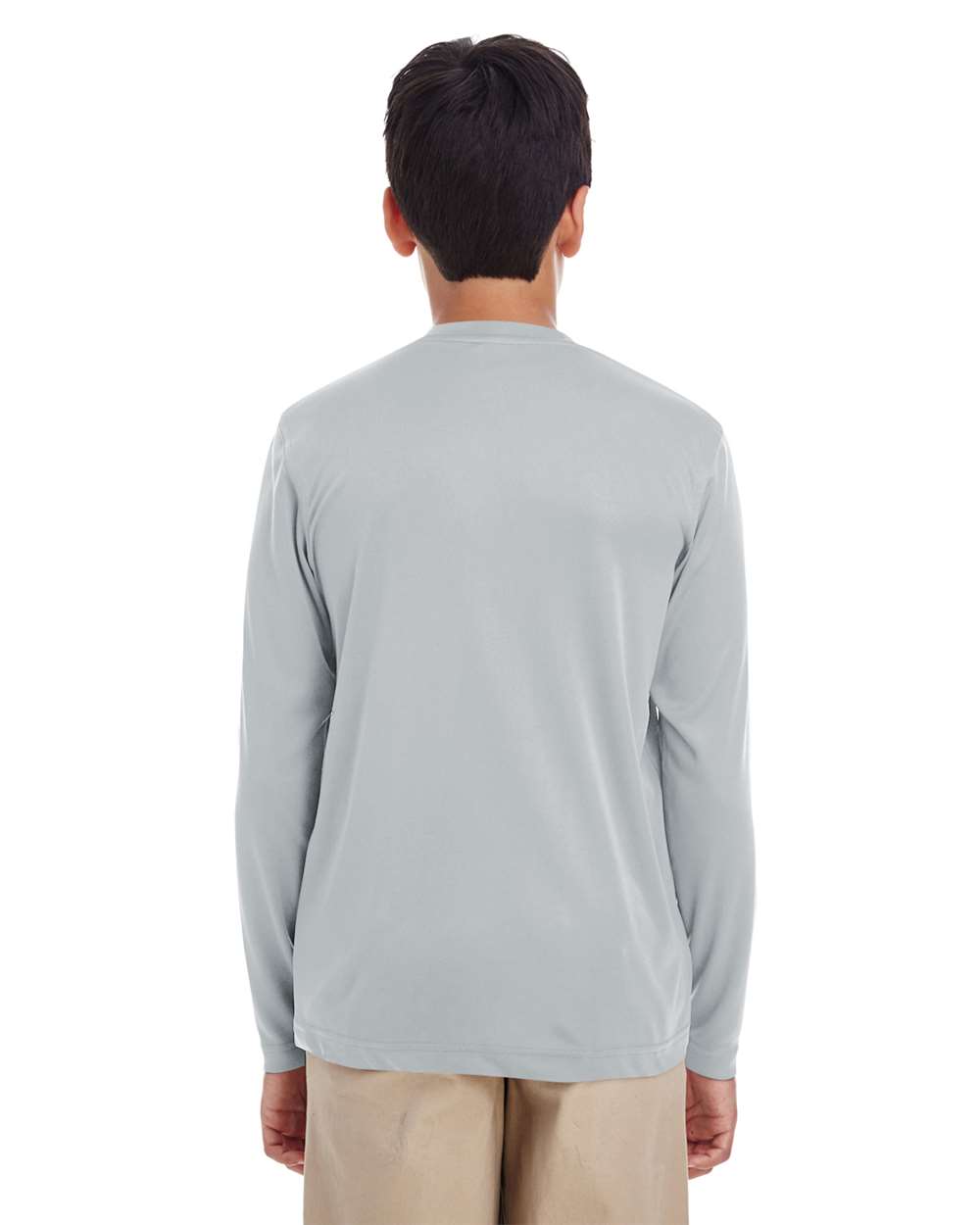 Youth Cool & Dry Performance Long Sleeve Top - OnModelBack - B937E1592 - Grey