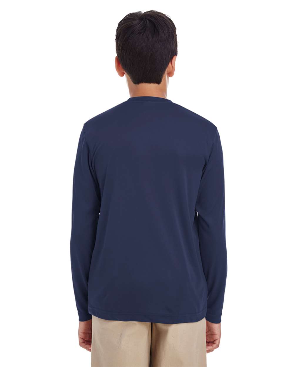 Youth Cool & Dry Performance Long Sleeve Top - OnModelBack - B937E1652 - Navy