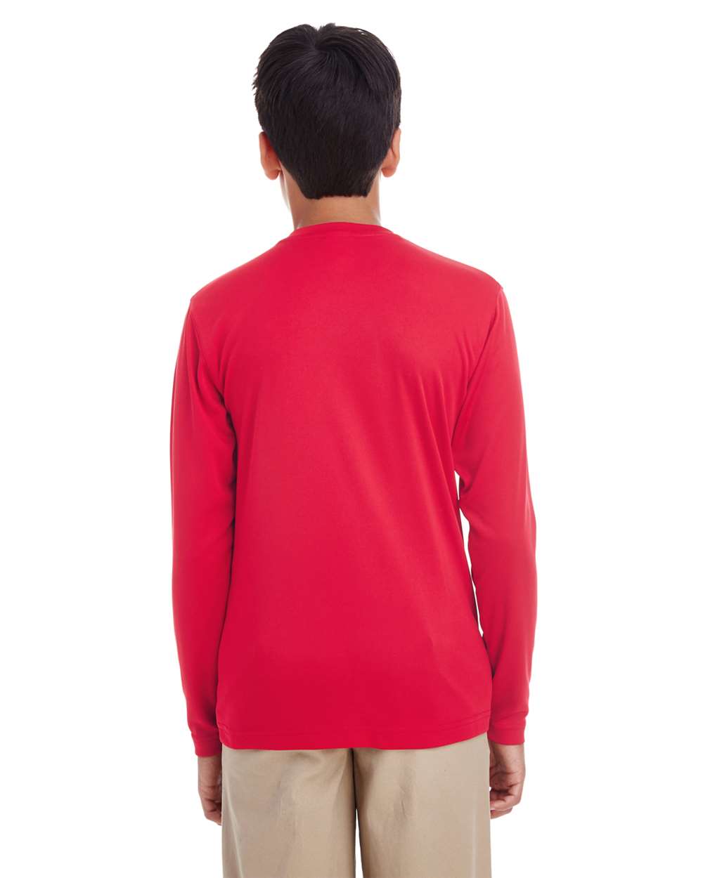 Youth Cool & Dry Performance Long Sleeve Top - OnModelBack - B937E1702 - Red