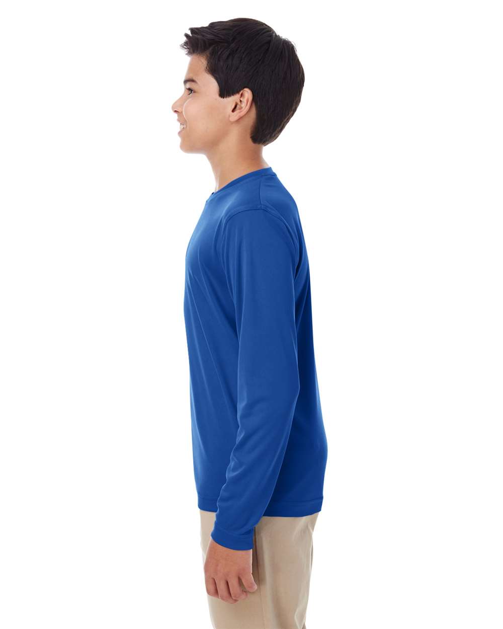Youth Cool & Dry Performance Long Sleeve Top - OnModelSide - B937E1752 - Royal