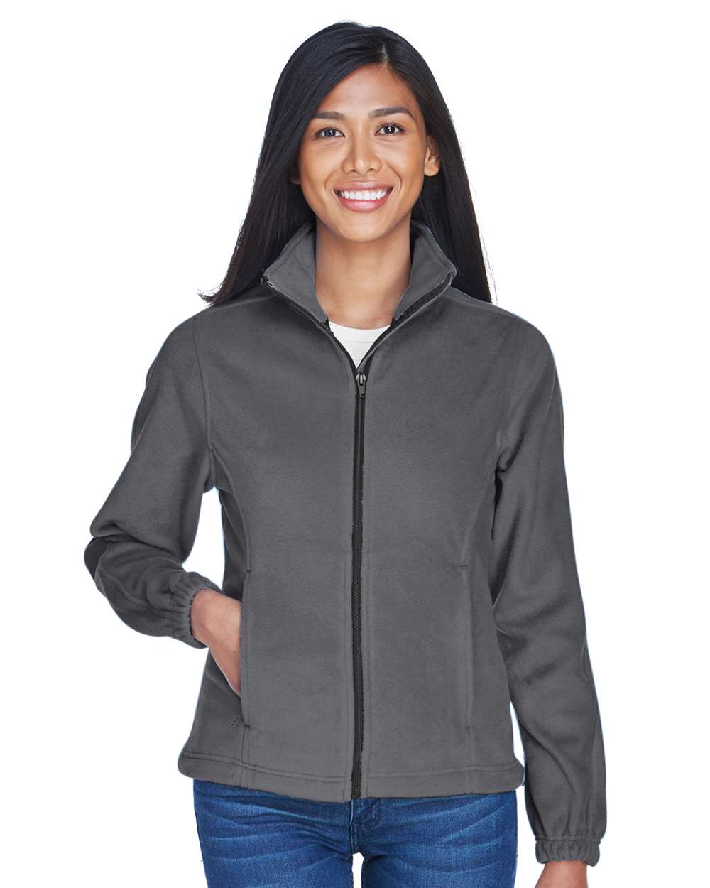 Women's Iceberg Fleece Full-Zip Jacket - OnModelFront - B916E1623 - Charcoal