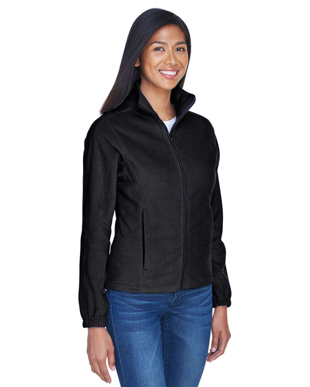 Women's Iceberg Fleece Full-Zip Jacket - OnModelSide - B916E1503 - Black