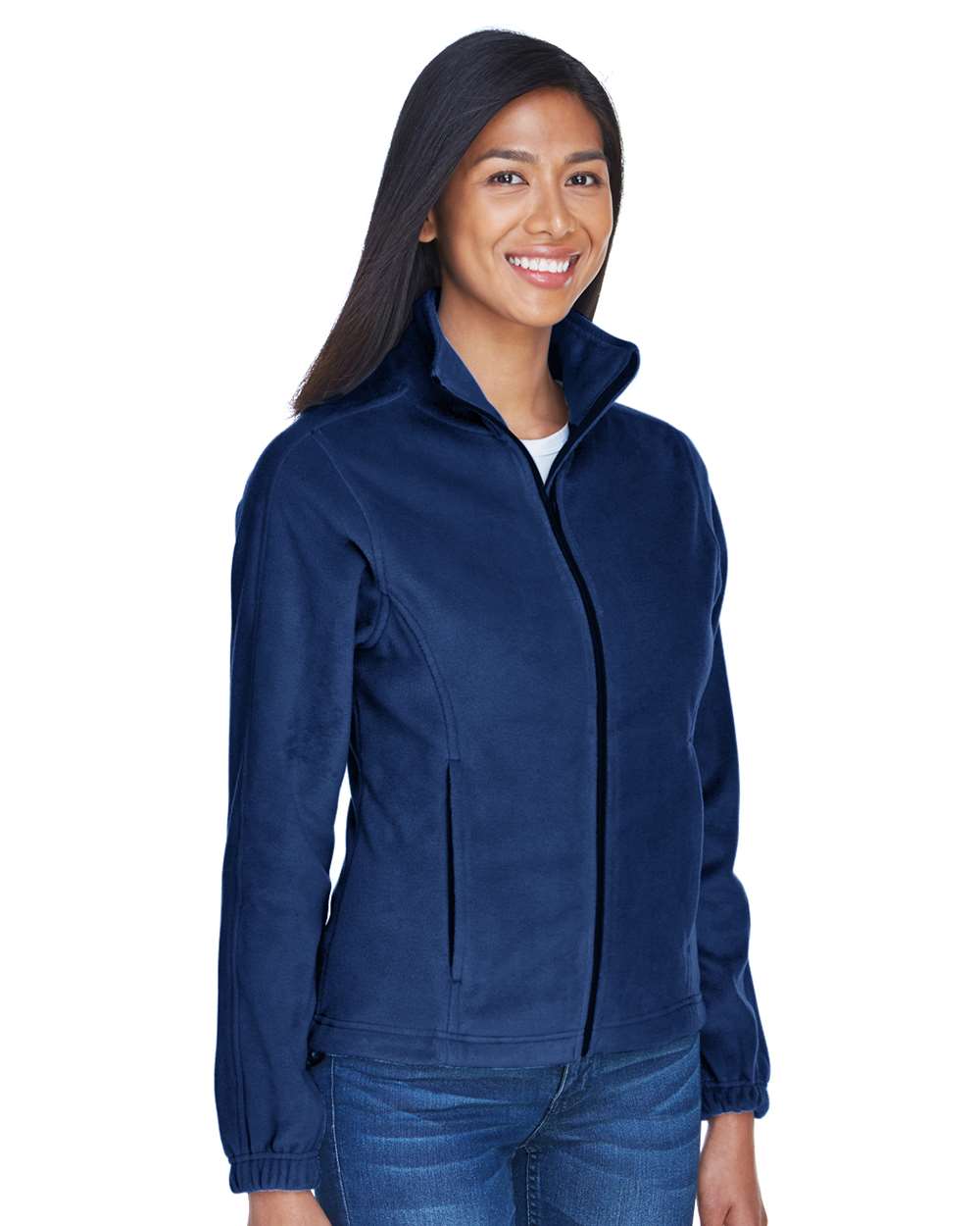 Women's Iceberg Fleece Full-Zip Jacket - OnModelSide - B916E1653 - Navy