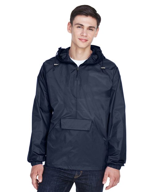 Quarter-Zip Hooded Pullover Pack Away Jacket - styleImage