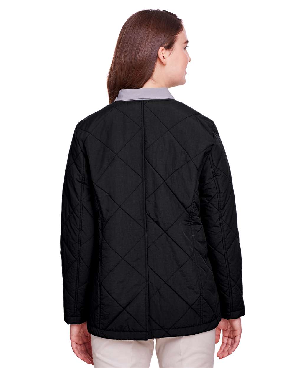 Women's Dawson Quilted Hacking Jacket - OnModelBack - B966E1502 - Black